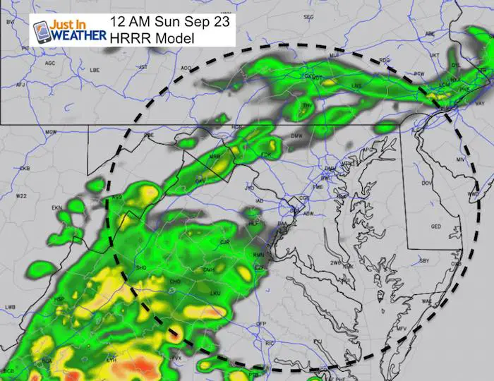 September 22 weather radar forecast rain Saturday Night 12 AM Just In