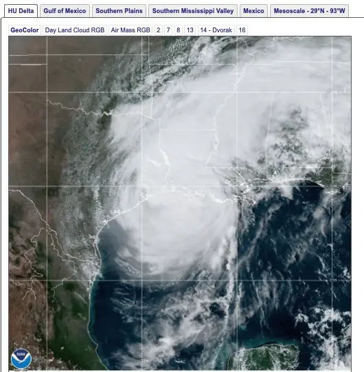 Hurricane Delta satellite landfall