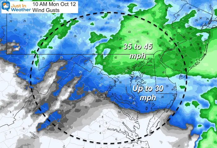 October 11 delta wind gusts Monday