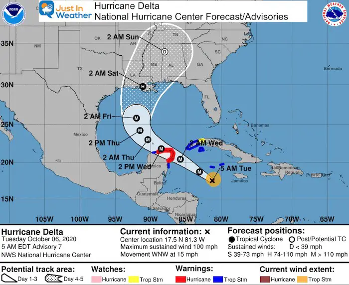 October 6 National Hurricane Center Delta Forecast