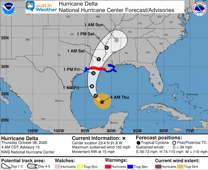 October 8 Hurricane Delta Forecast Thursday Morning