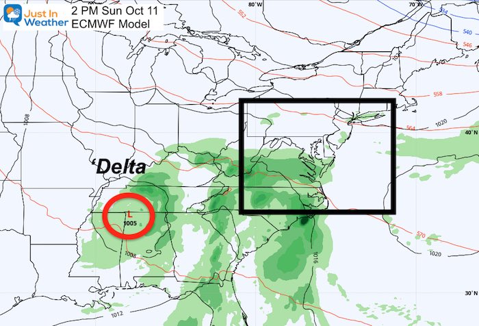 October 8 weather Delta ECMWF forecast Sunday
