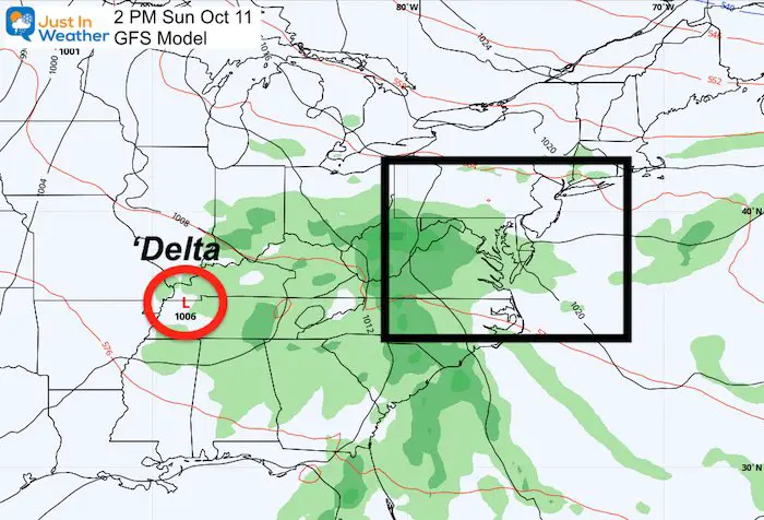 October 8 weather Delta GFS forecast Sunday