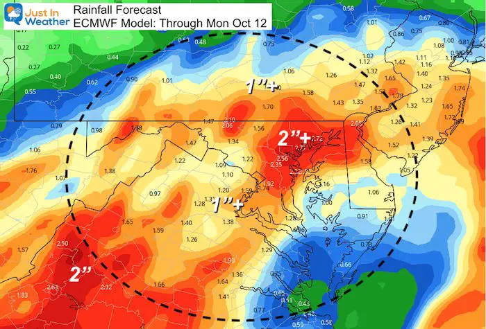 October 8 weather Delta rain forecast Maryland