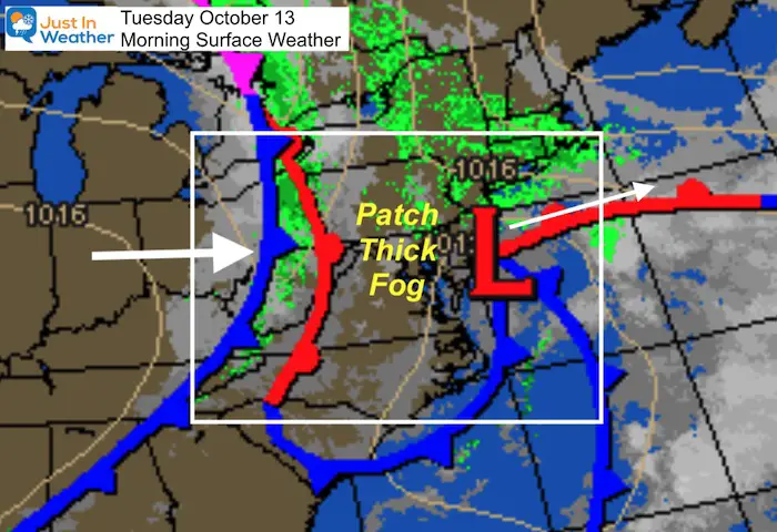 October morning surface weather Tuesday