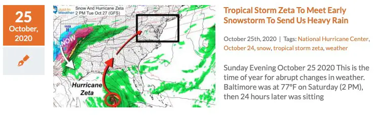 Snow storm Tropical Storm Zeta