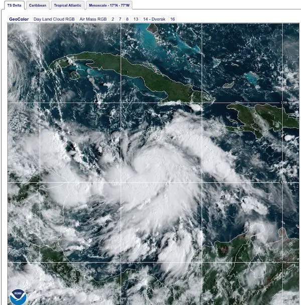 Tropical Storm DElta Satellite Loops