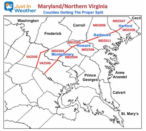 Weather Warnings Maryland Counties Split