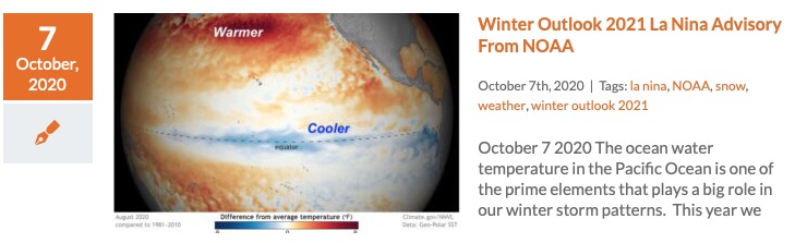 Winter Outlook 2021 La Nina Advisory