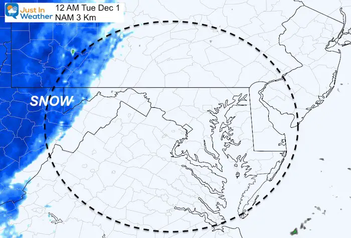 December 1 snow Tuesday 12 AM