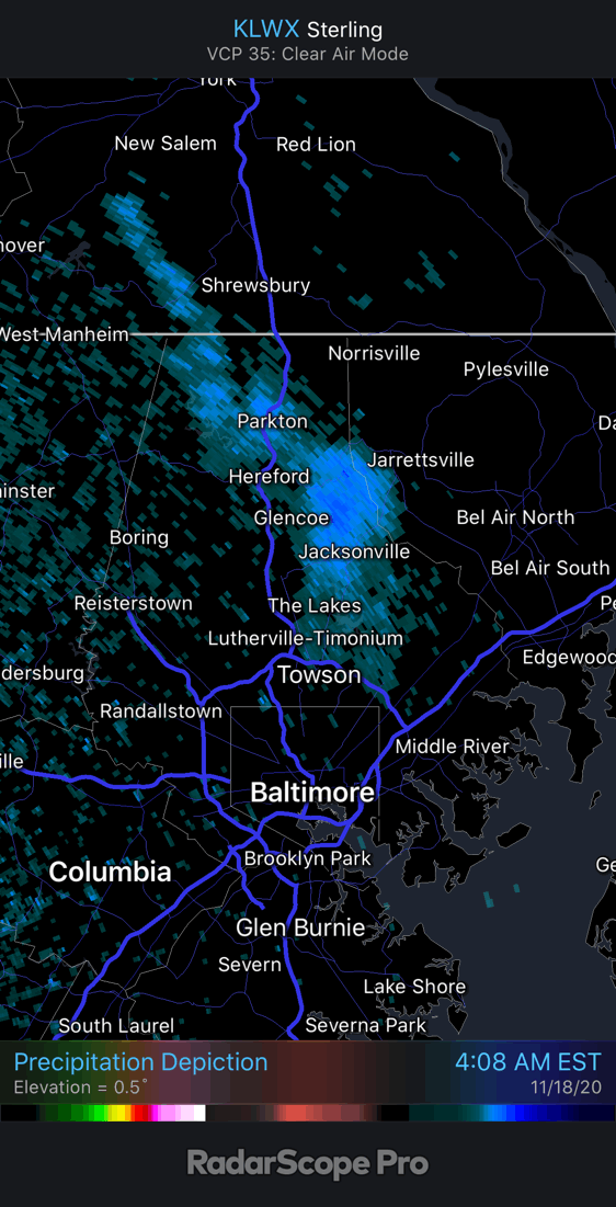 Doppler Radar snow Maryland November 18