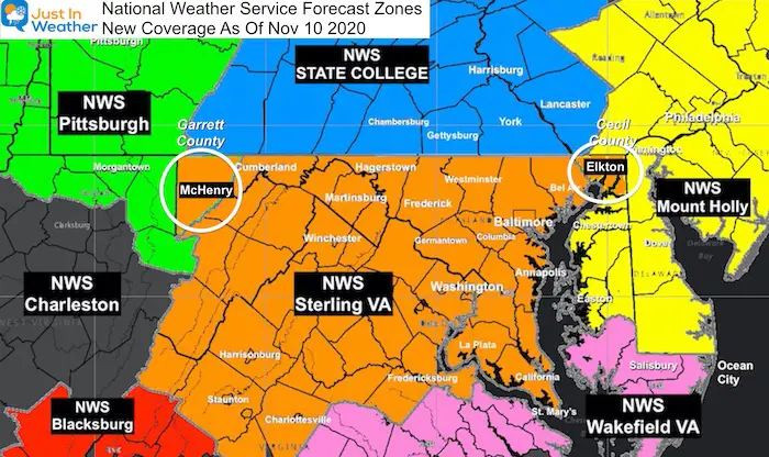 National Weather Service Forecast Zones Maryland New November 2020