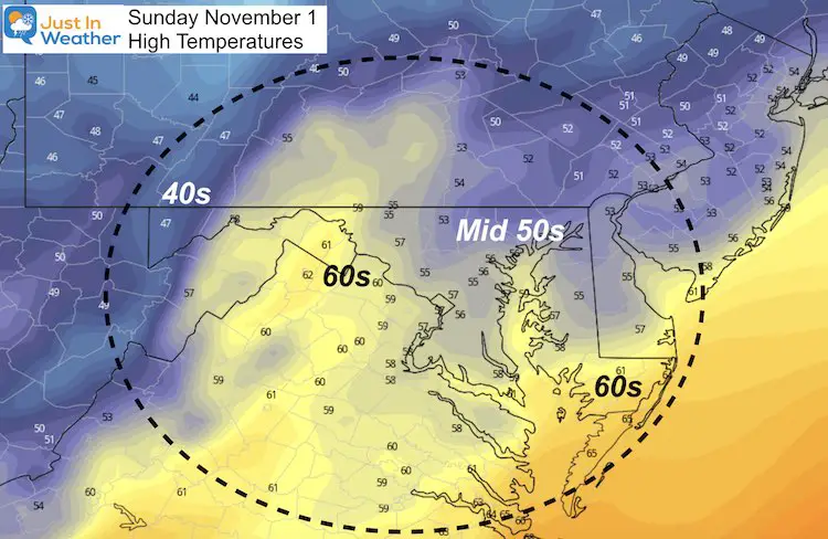 November 1 Weather Temperatures Sunday Afternoon