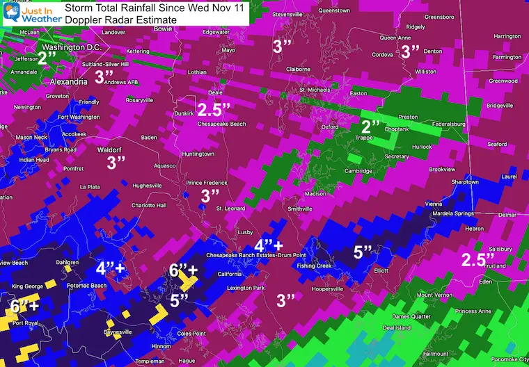 November 12 record rainfall flooding Doppler Southern Maryland