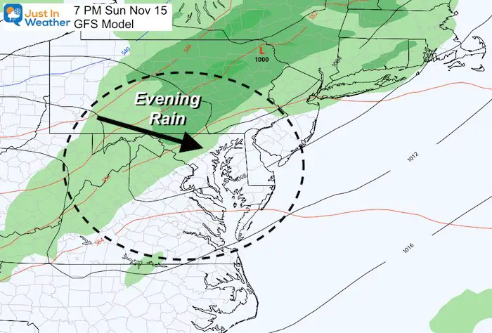 November 12 weather rain Sunday evening