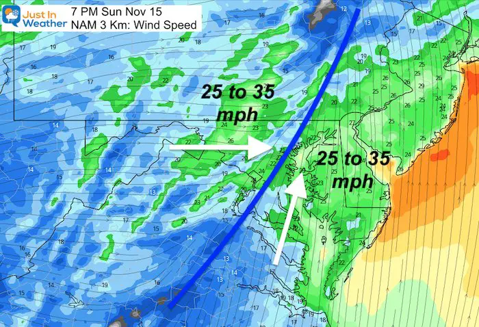 November 15 weather wind Sunday 7 PM