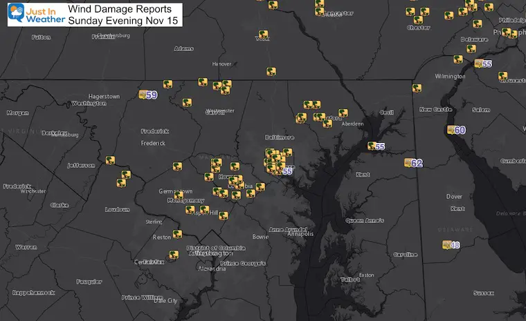 November 15 wind damage report National Weather Service