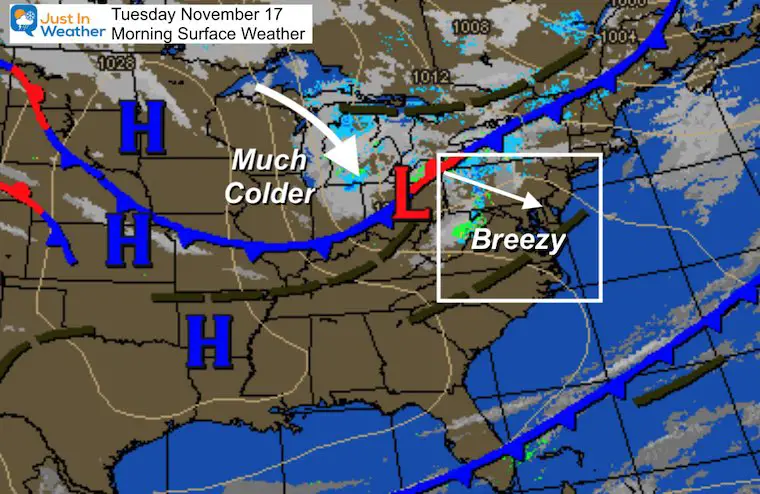 November 17 weather Tuesday morning