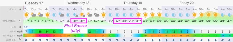 November 17 weather forecast freeze Baltimore