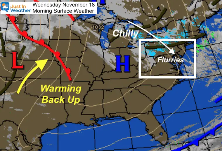 November 18 weather Wednesday morning