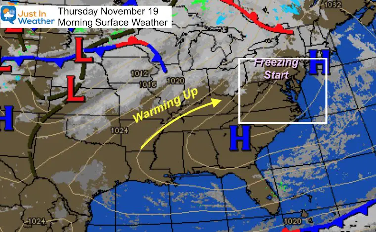 November 19 weather Thursday morning