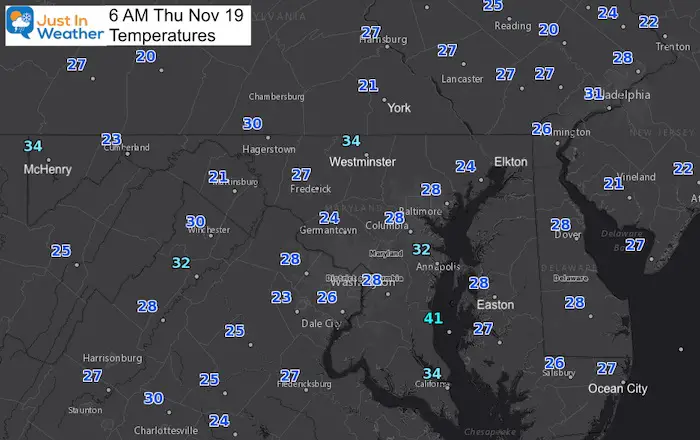 November 19 weather temperatures morning