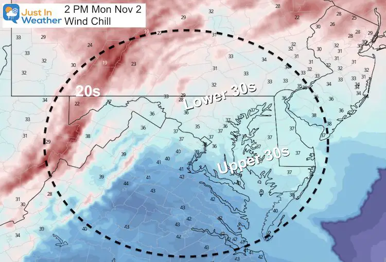 November 2 weather Monday afternoon wind chill