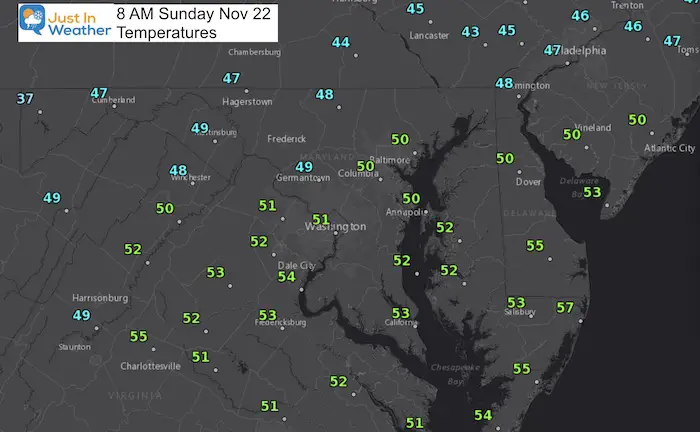 November 22 weather temperatures