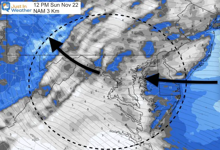 November 22 weather wind Sunday