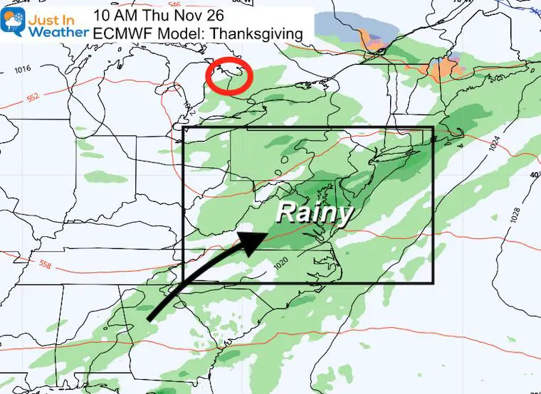 November 23 weather Thanksgiving morning