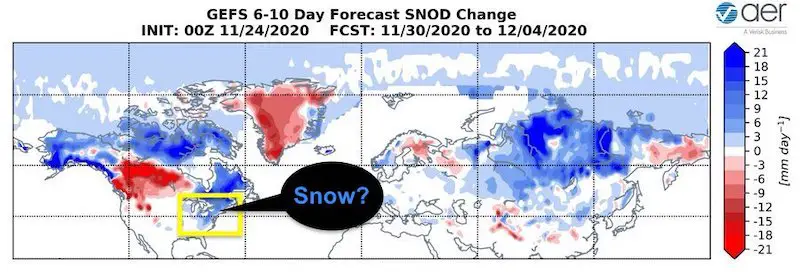 November 24 Weather forecast Snow SNOD