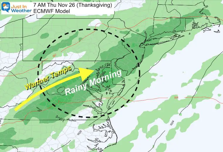 November 24 weather rain Thanksgiving ECWMF