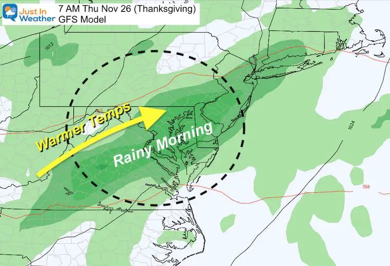 November 24 weather rain Thanksgiving GFS