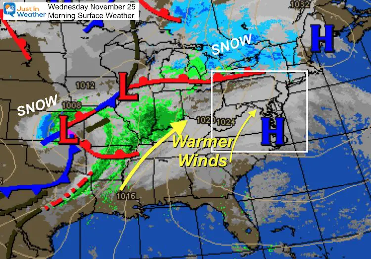 November 25 weather Wednesday morning