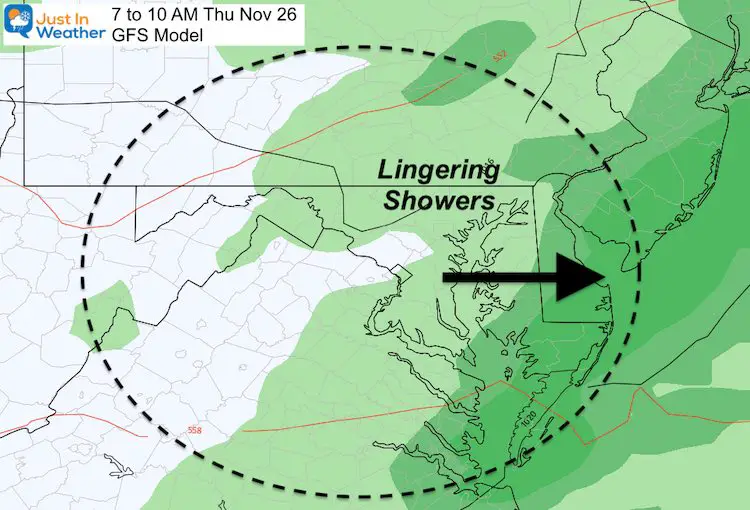 November 25 weather rain Thanksgiving 10 AM