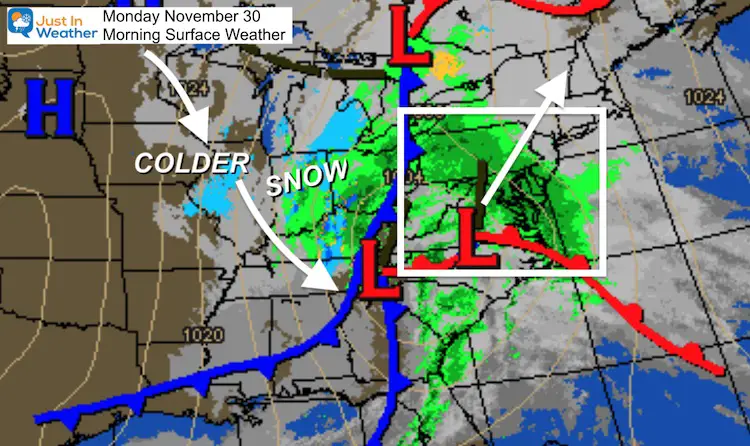 November 30 weather Monday morning