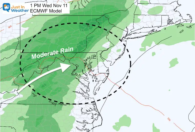 November 6 rain from Eta Next Wednesday ECMWF