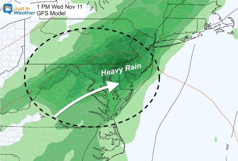 November 6 rain from Eta Next Wednesday GFS