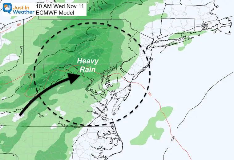 November 7 weather forecast rain ETA Wednesday ECMWF Model