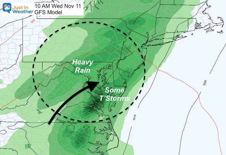 November 7 weather forecast rain ETA Wednesday GFS Model