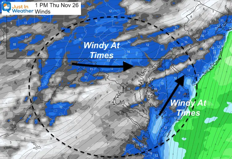 Novmeber 26 Thanksgiving weather wind