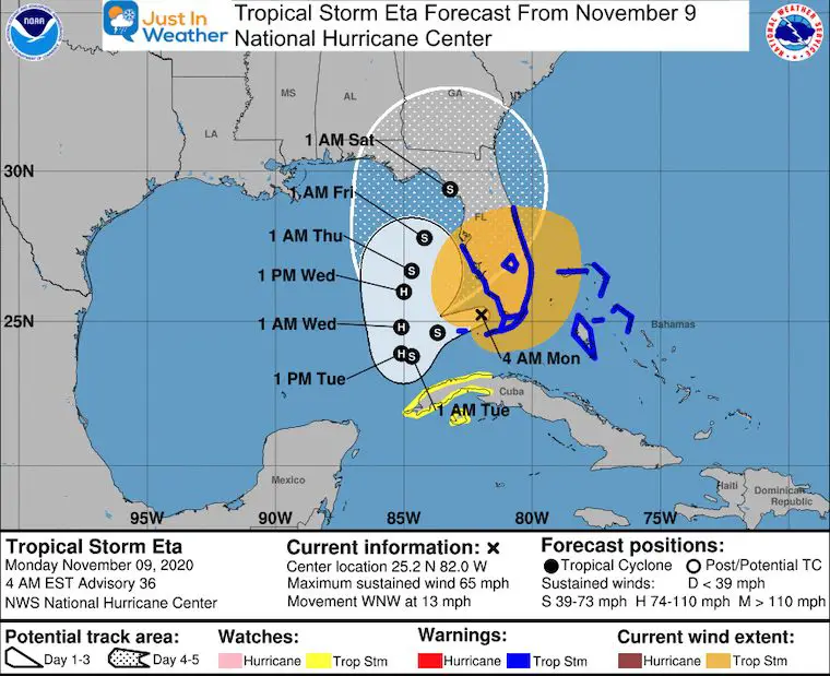 Tropical Storm Eta Monday morning National Hurricane Center
