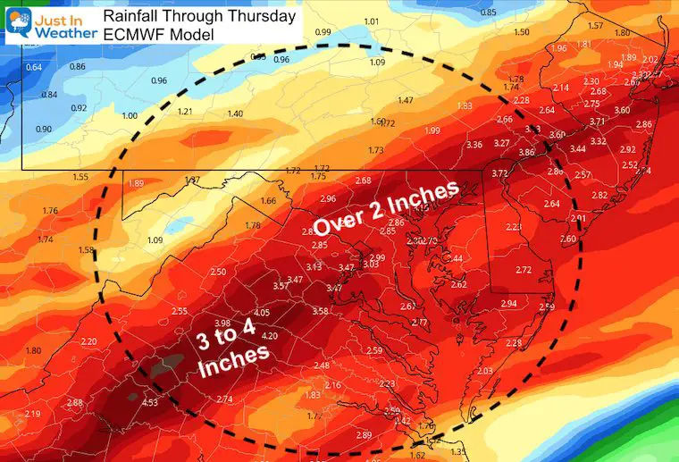 Tropical Storm Eta Rain November 9 ECMWF