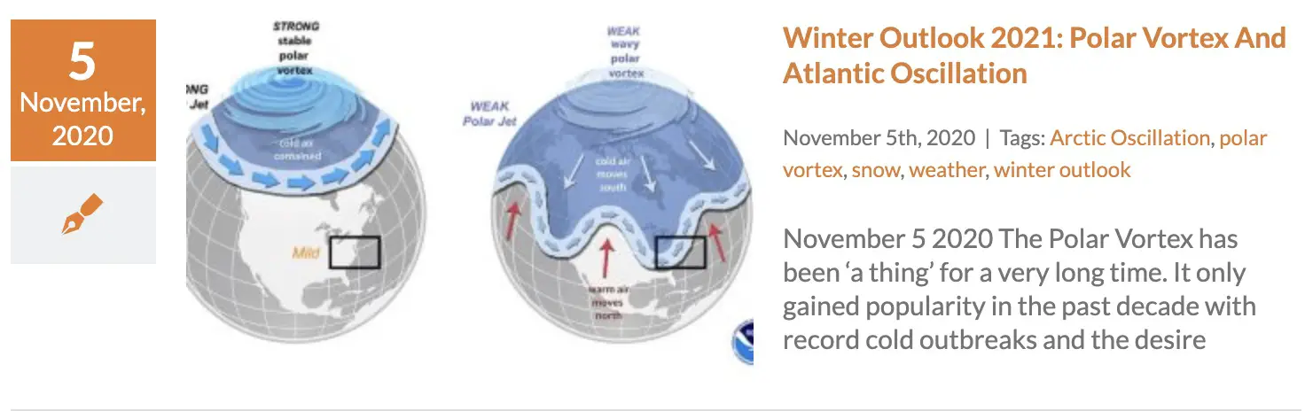 Winter Outlook Polar Vortex Arctic Oscillation