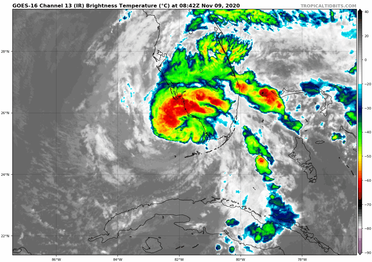 Tropical Storm Eta satellite November 9 morning