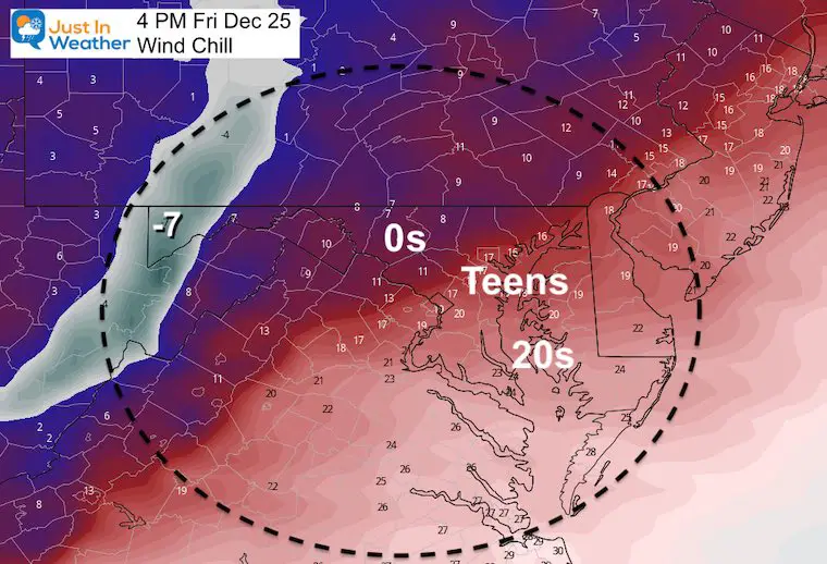 Christmas Day weather Wind Chill 4 PM