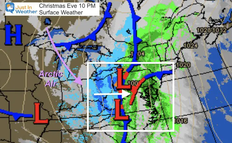 Christmas Eve Night Surface Weather rain snow