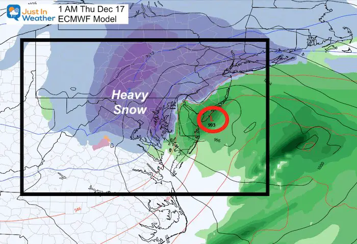 December 11 weather storm snow ECMWF Thursday