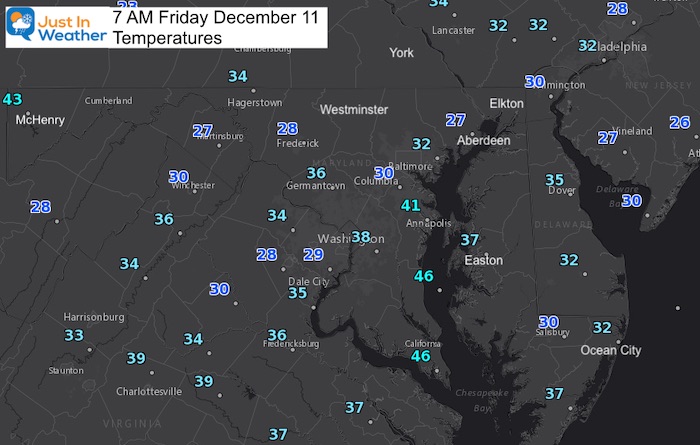 December 11 weather temperatures Friday morning