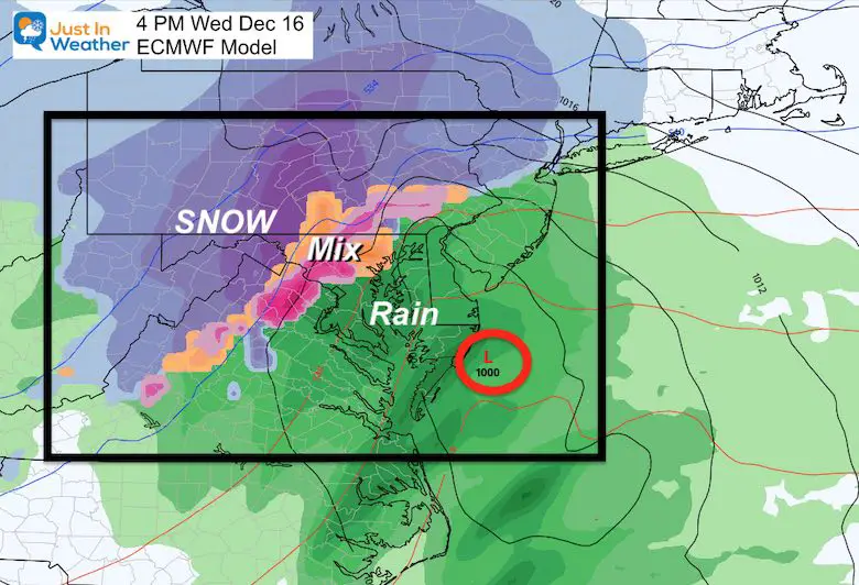 December 11 weather winter storm snow Wednesday ECMWF